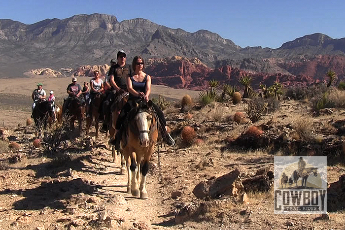 Picture of riders on the Cactus Garden Trail at Cowboy Trail Rides taken while Horseback Riding in Las Vegas